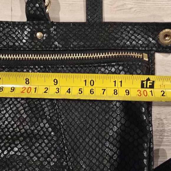 TUSK Small Gotham Snake Skin Leather Black Adj Strap Top Security Snap Backpack. main image 7